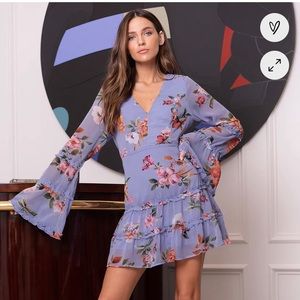 Lulu’s 🦄 “From My Heart” 💜 Lavender Lilac Floral Print Long Sleeve Mini Dress